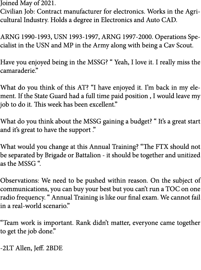 Joined May of 2021. Civilian Job: Contract manufacturer for electronics. Works in the Agricultural Industry. Holds a ...