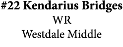 #22 Kendarius Bridges WR Westdale Middle