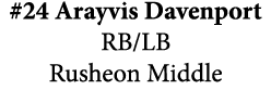 #24 Arayvis Davenport RB/LB Rusheon Middle
