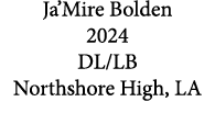 Ja’Mire Bolden 2024 DL/LB Northshore High, LA