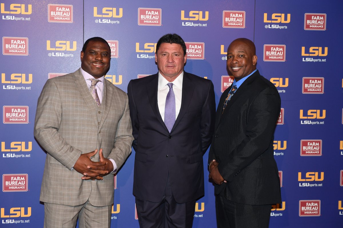 ED ORGERON FORMALLY INTRODUCES NEW LSU COACHES TOMMIE ROBINSON AND MICKEY JOSEPH