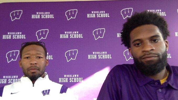 Woodlawn High School Head Coach Marcus Randall (left) and Jacob Stewart (right) discuss the teams matchup against top ranked class 3A foe, University Lab Cubs in a new episode of the Coaches Corner