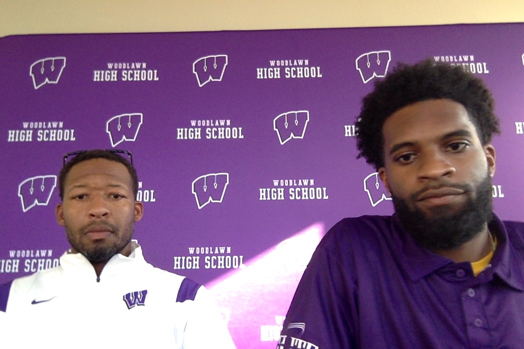 Woodlawn High School Head Coach Marcus Randall (left) and Jacob Stewart (right) discuss the teams matchup against top ranked class 3A foe, University Lab Cubs in a new episode of the Coaches Corner