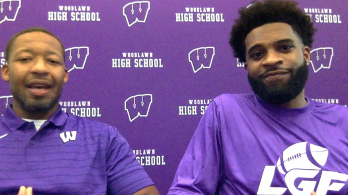 Woodlawn Head Coach Marcus Randall (left) and Gridiron Football's Jacob Stewart (right)