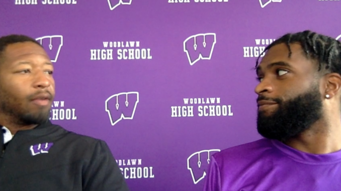 Woodlawn Head Coach Marcus Randall (left) and Gridiron Football's Jacob Stewart (right)
