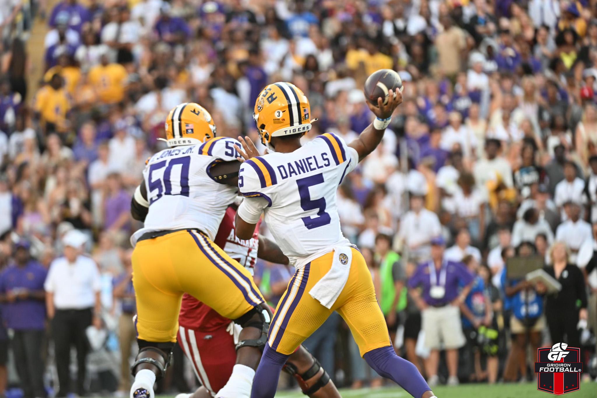 LSU Outlasts Arkansas 34-31 for the Golden Boot Trophy in Offensive Shootout