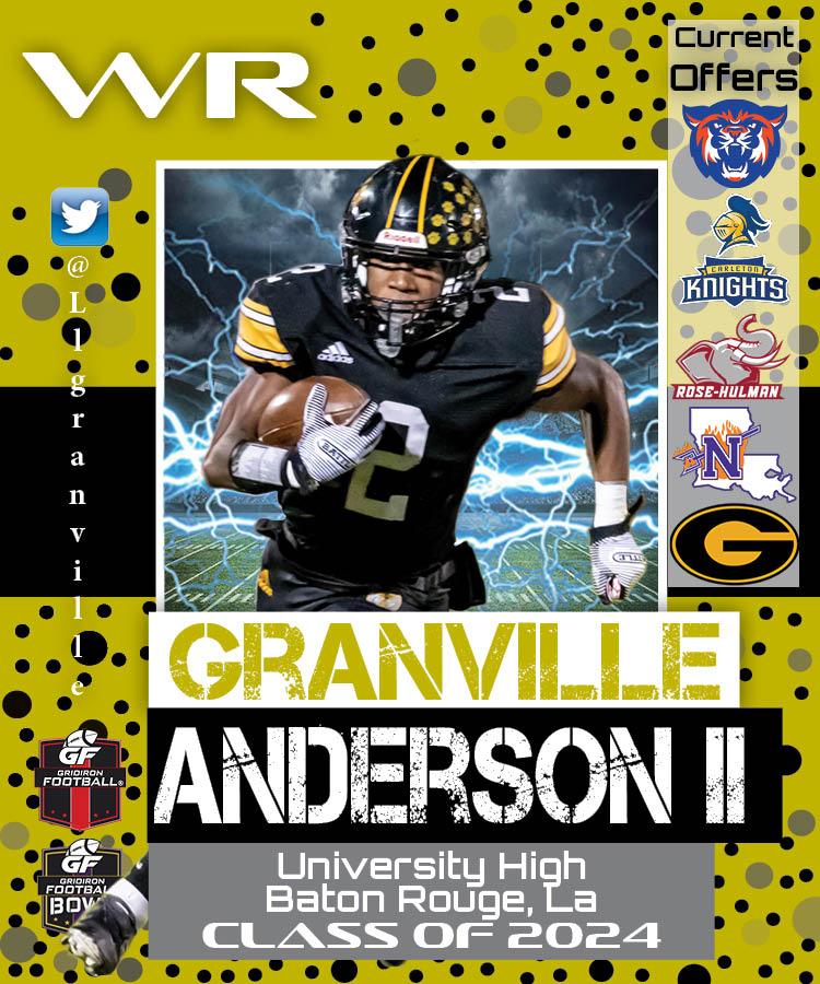 BREAKING NEWS: U-High (Baton Rouge, LA) WR/K/P Granville Anderson II Commits To The Gridiron Football All-American Bowl Game
