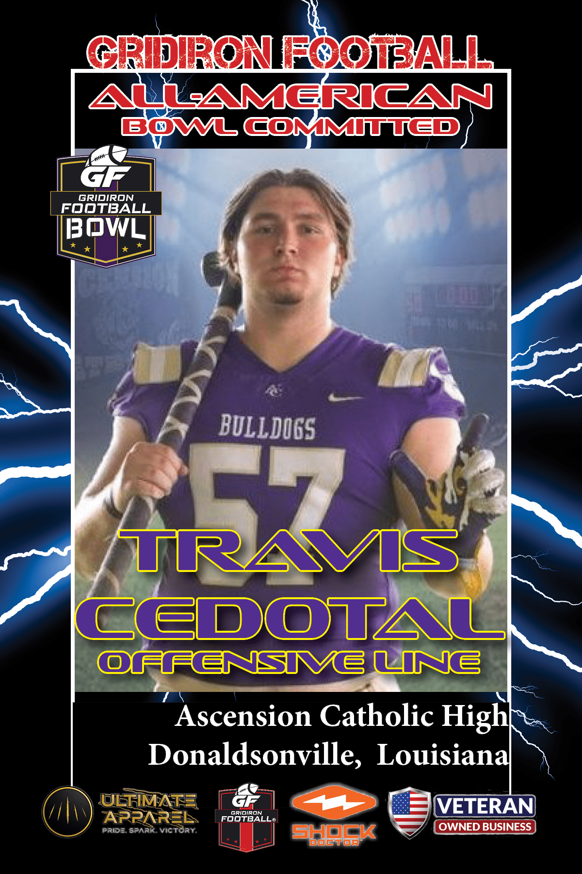 BREAKING NEWS: Ascension Catholic High School (Donaldsonville, LA) OT Travis Cedotal Commits To The Gridiron Football All-American Bowl Game