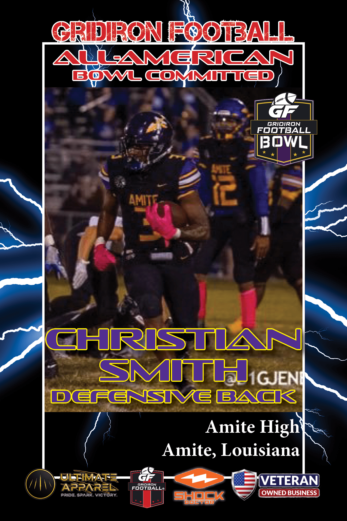 BREAKING NEWS: Amite High School (La.) RB Christian Smith is committed to play in the 2023 Gridiron Football All-American Bowl