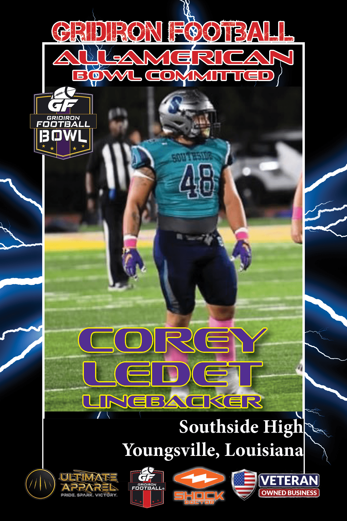 BREAKING NEWS: Southside High School (Youngsville, LA) LB Corey Ledet Jr. Commits To The Gridiron Football All-American Bowl Game