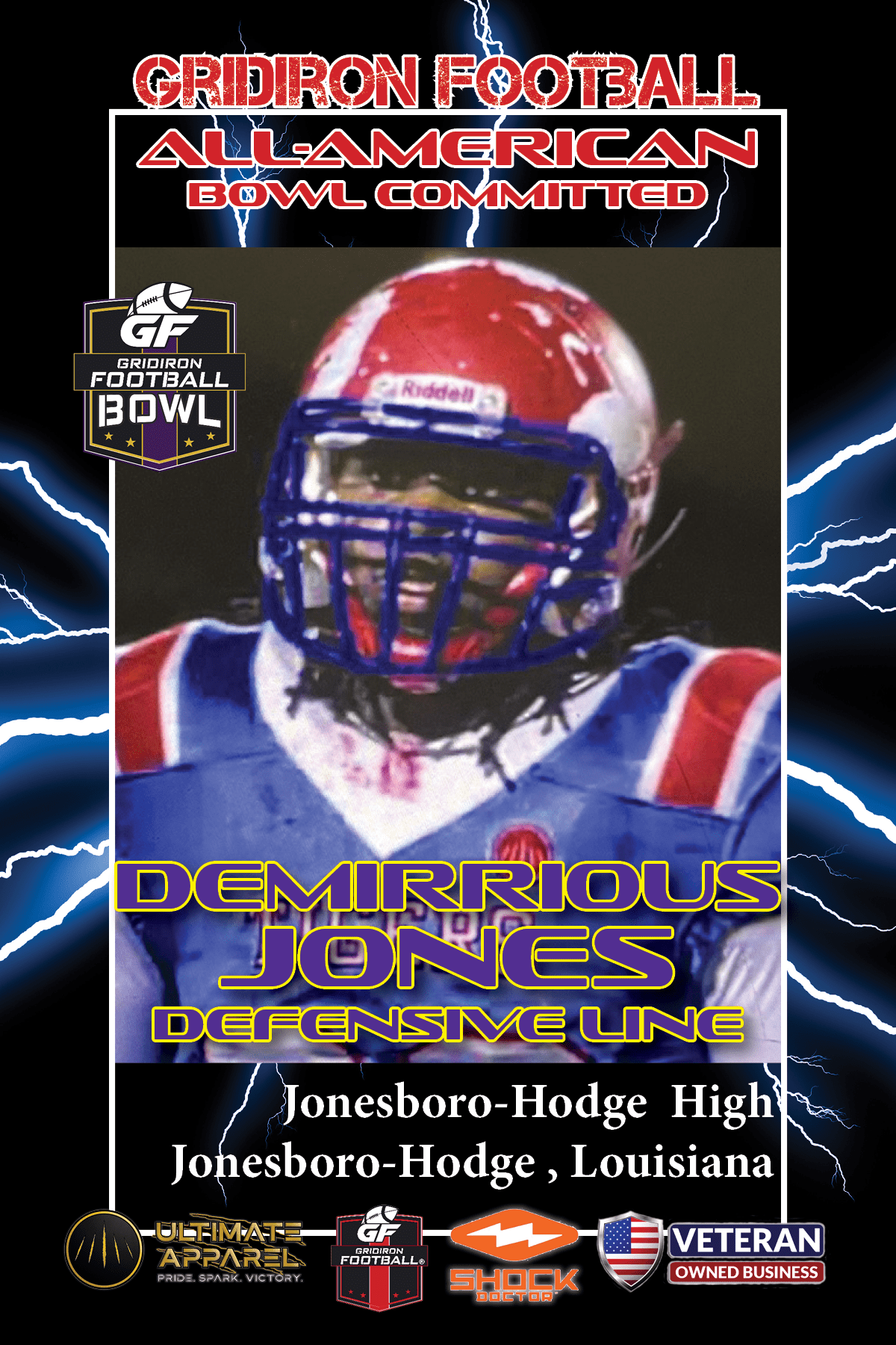 2023 Gridiron Football All-American Bowl Game Commit: DE/DT Demirrious Jones, Jonesboro Hodge High School (Jonesboro, LA)