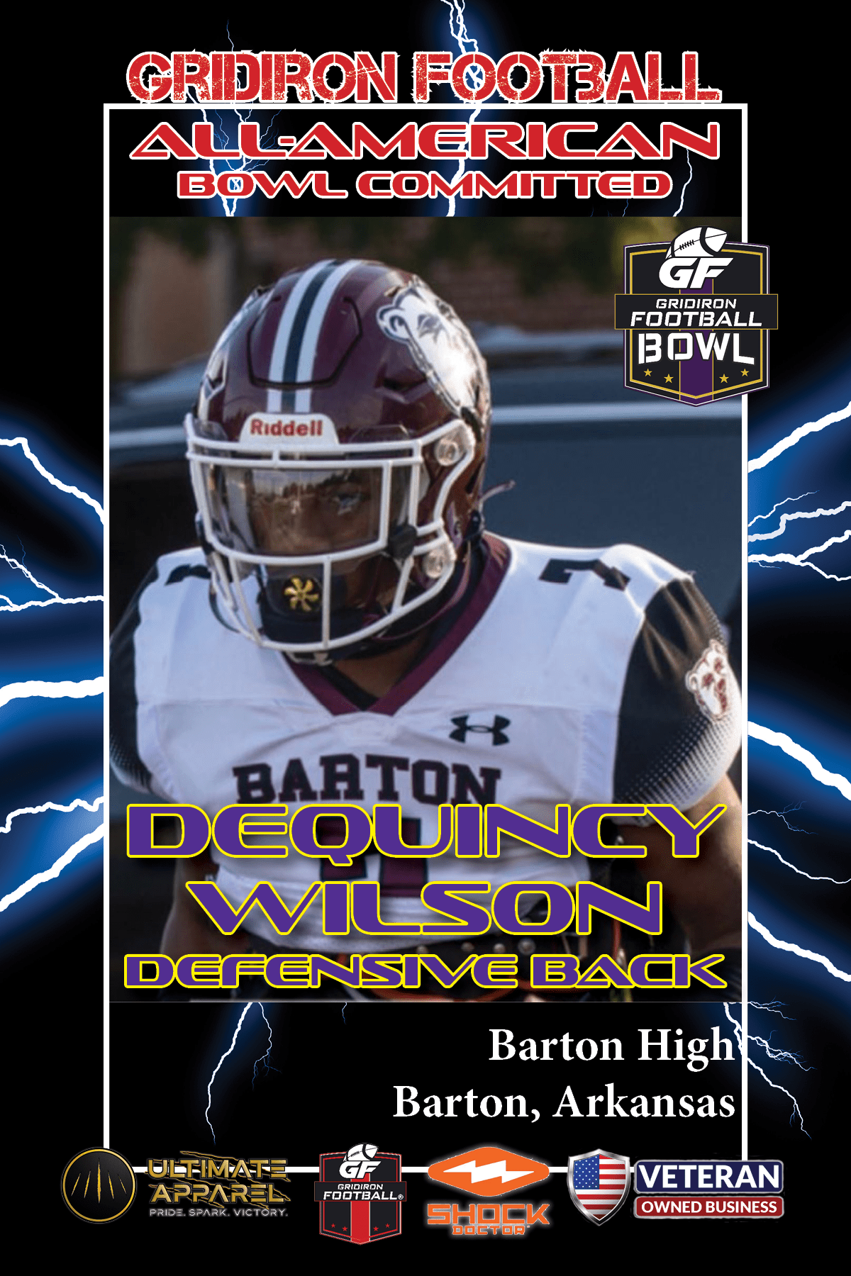 BREAKING NEWS: Barton High School (Barton, AR) DB Dequincy Wilson Commits To The Gridiron Football All-American Bowl Game
