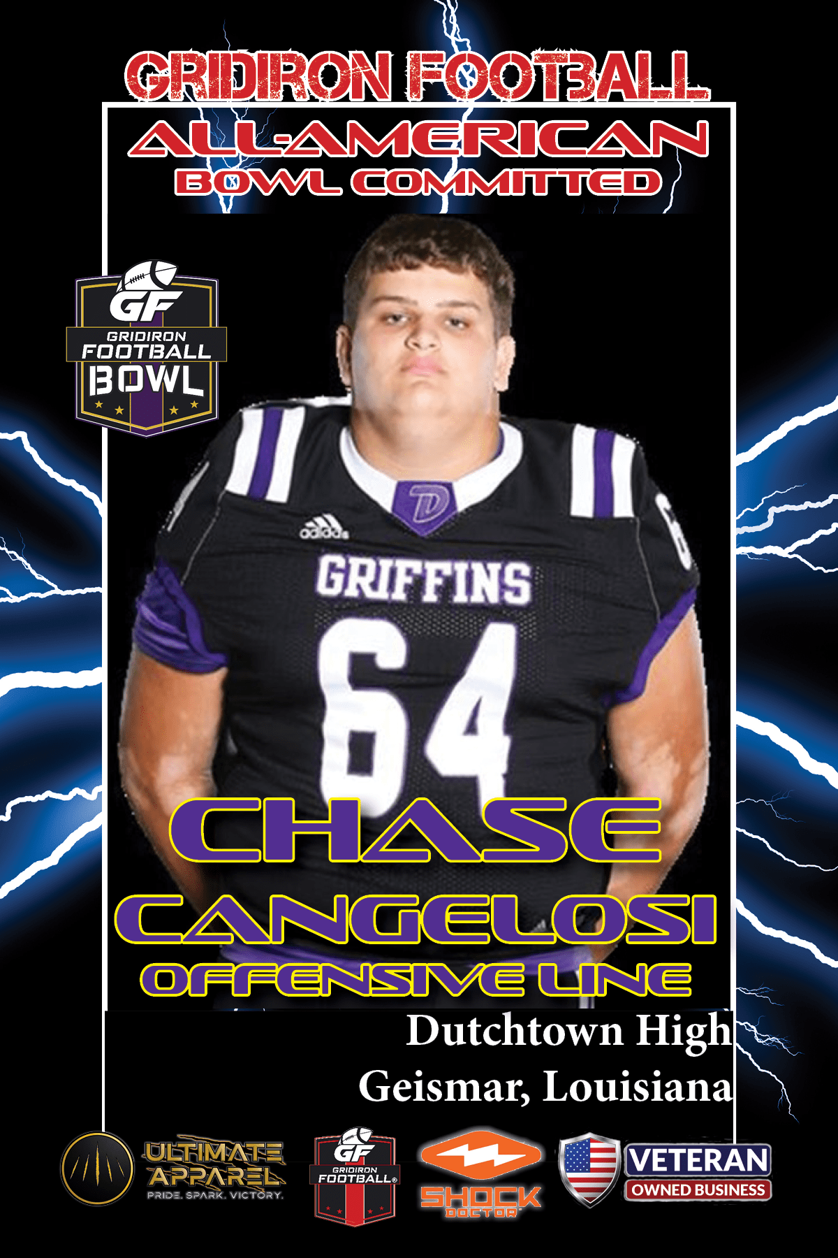 BREAKING NEWS: Dutchtown (La.) OL Chase Cangelosi has committed to play in the 2023 Gridiron Football All-American Bowl