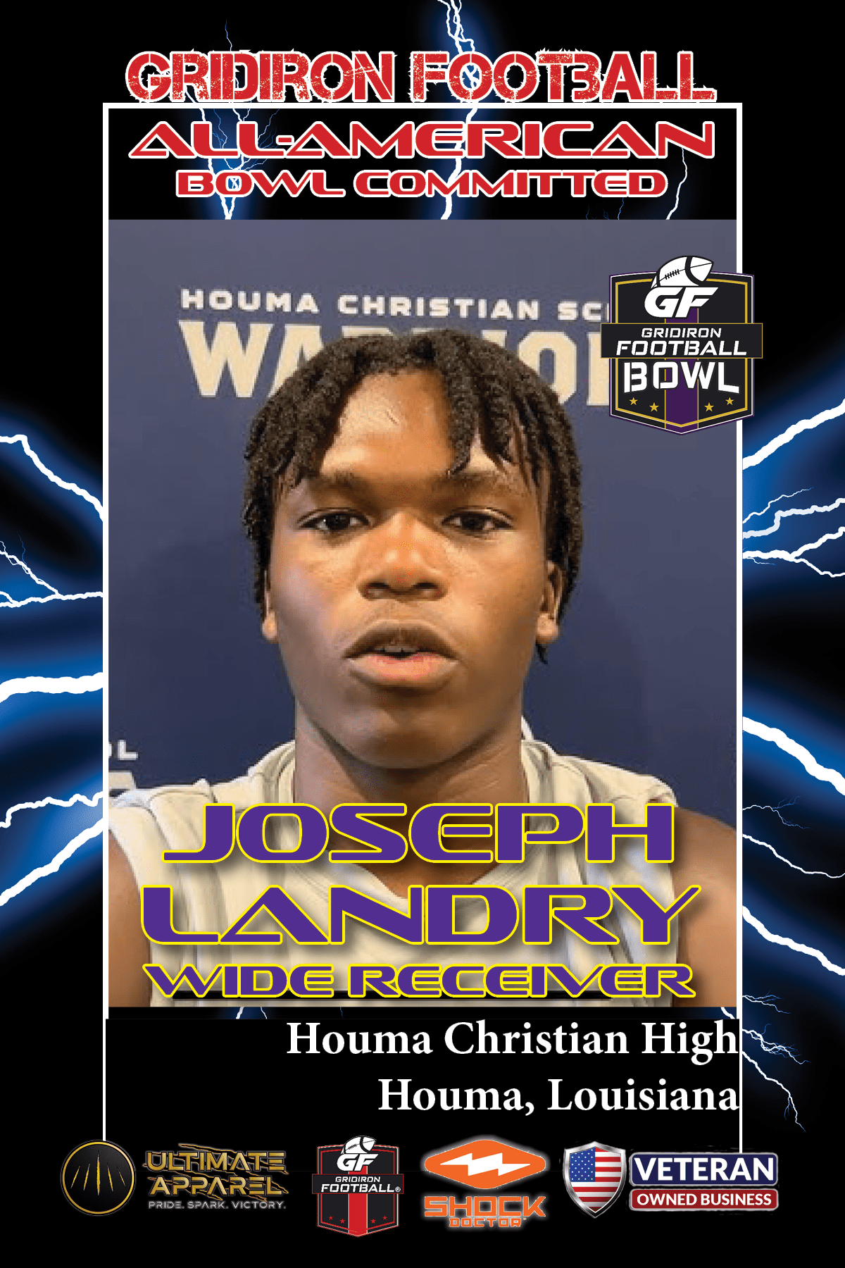 BREAKING NEWS: Houma Christian High School WR Joseph Landry commits to 2023 Gridiron Football All-American Bowl