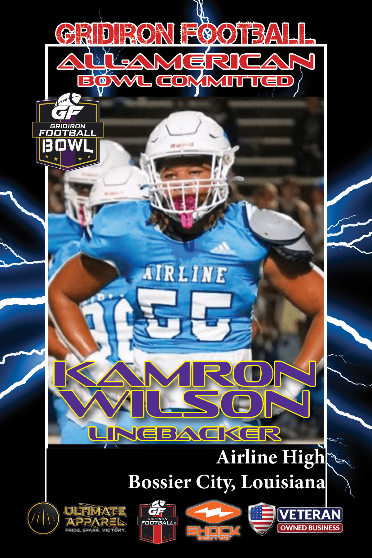 BREAKING NEWS: Airline High School (Bossier City, LA) LB Kamron Wilson Commits To The Gridiron Football All-American Bowl Game