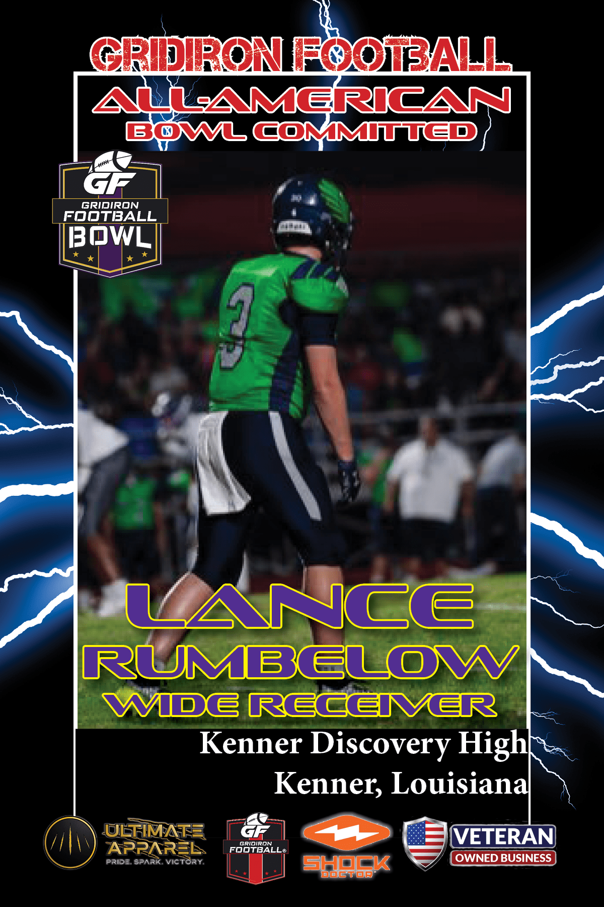 BREAKING NEWS: Kenner Discovery High School (Kenner, LA) WR Lance Rumbelow Commits To The Gridiron Football All-American Bowl Game