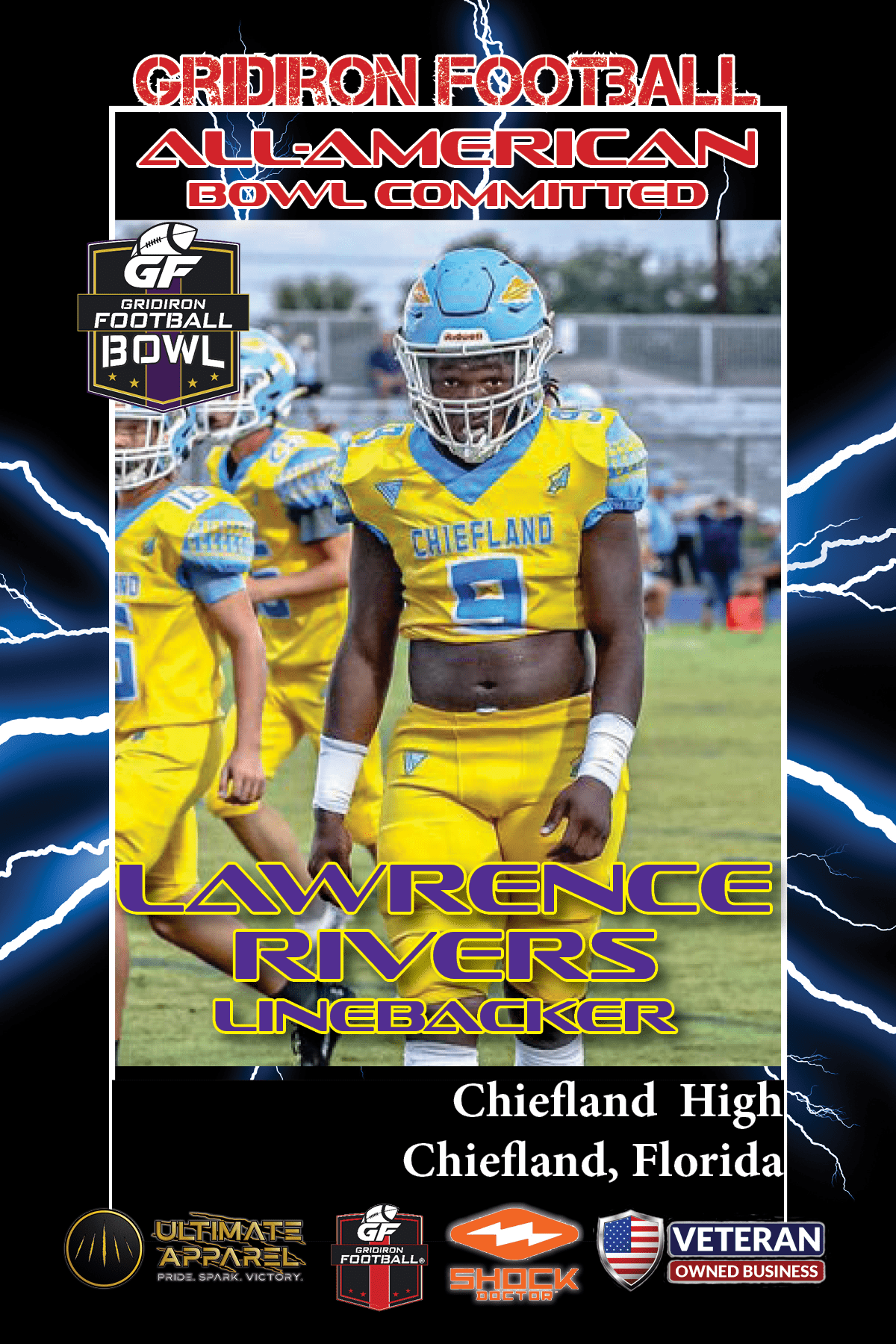 BREAKING NEWS: Chiefland High School (Chiefland, FL) LB Lawrence Rivers Commits To The Gridiron Football All-American Bowl Game