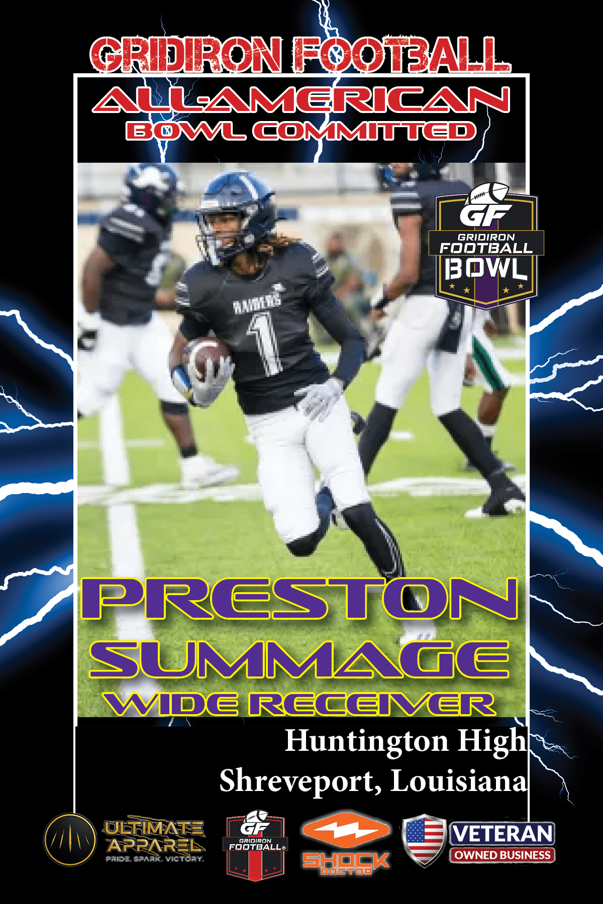 Breaking News: Huntington High School (Shreveport, La.) WR Preston Summage commits to play in 2023 Gridiron Football All-American Bowl