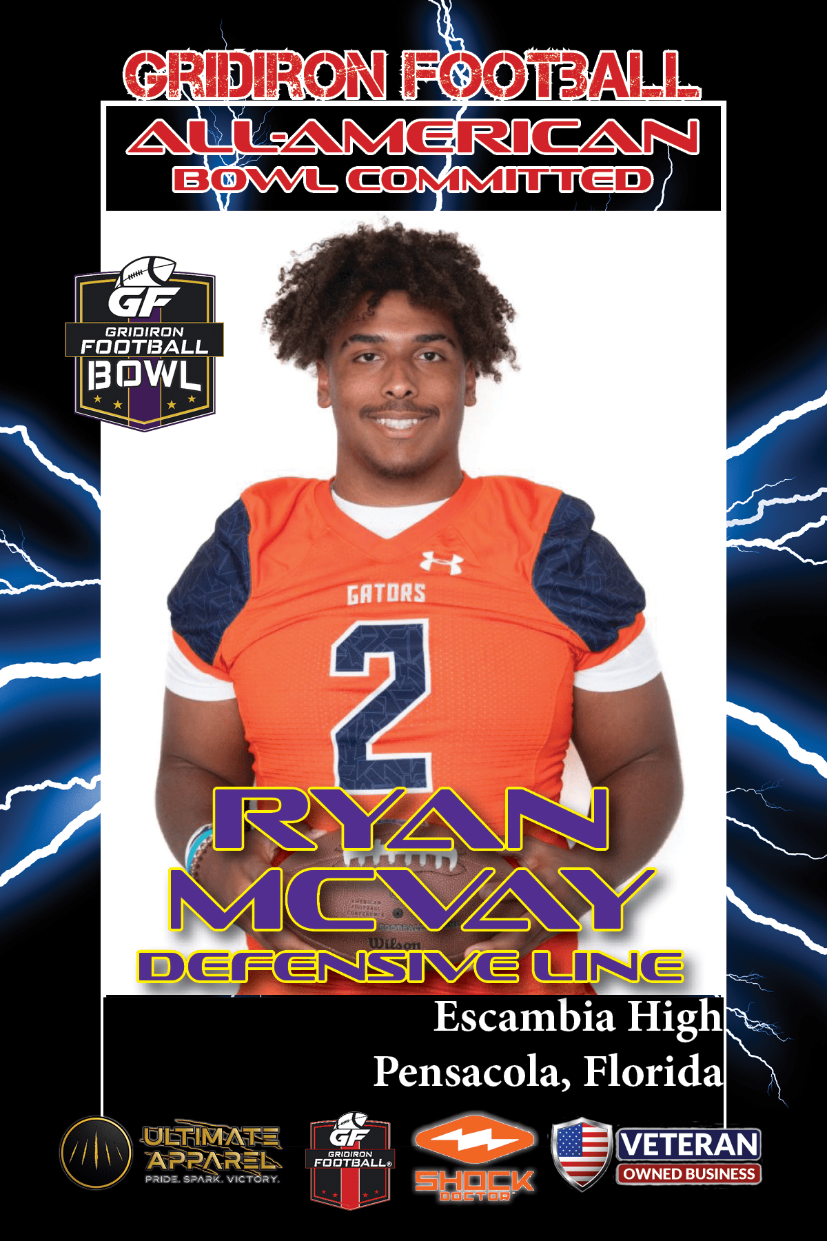 BREAKING NEWS: Escambia High School (Pensacola, Fla.) DE Ryan McVay has committed to play in the 2023 Gridiron Football All-American Bowl
