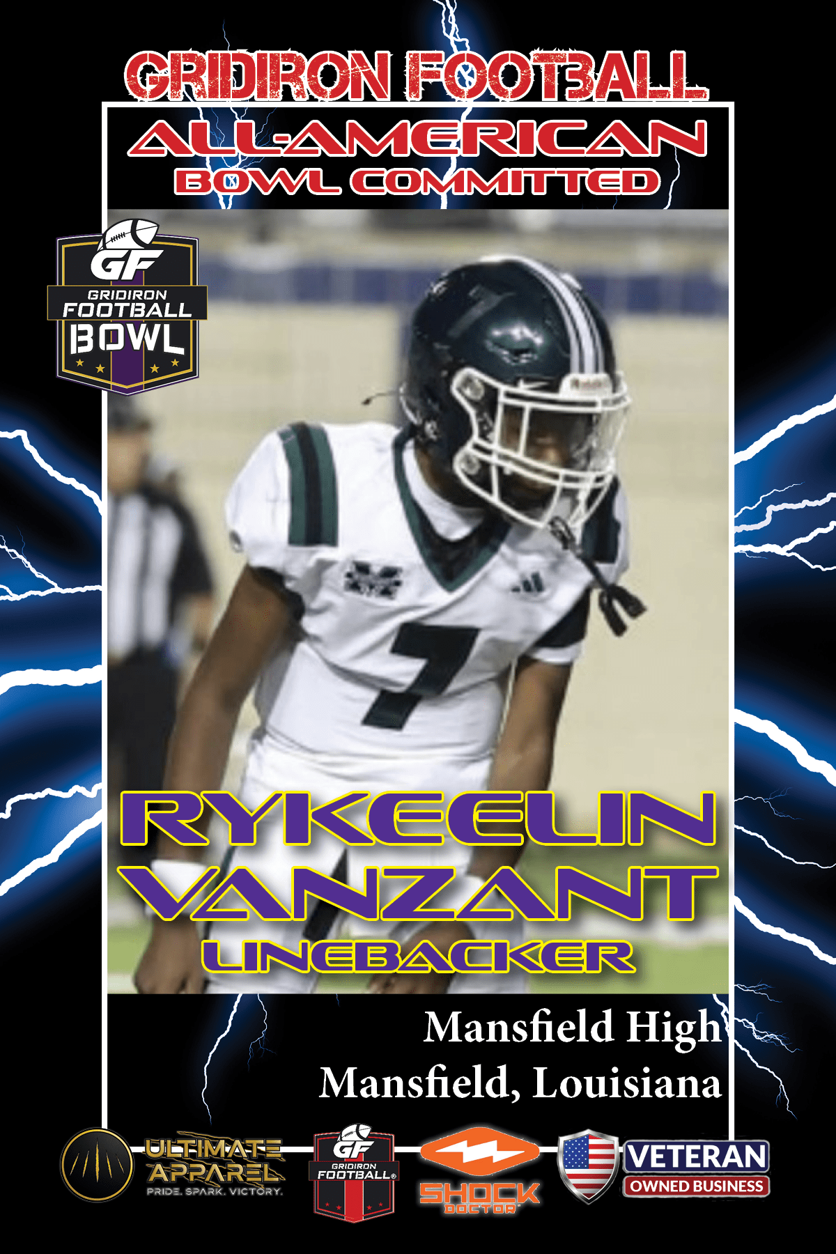 BREAKING NEWS: Mansfield High School (La.) LB Rykeelin Vanzant commits to Gridiron Football All-American Bowl