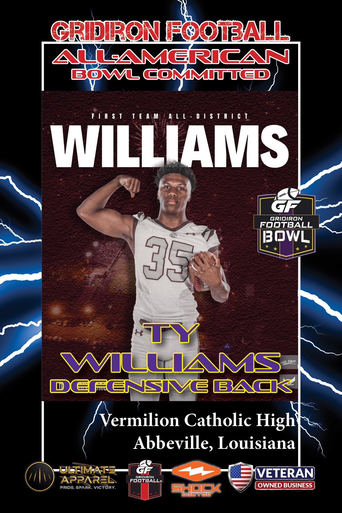BREAKING NEWS: Vermilion Catholic High School (Abbeville, La.) DB Ty Williams commits to 2023 Gridiron Football All-American Bowl