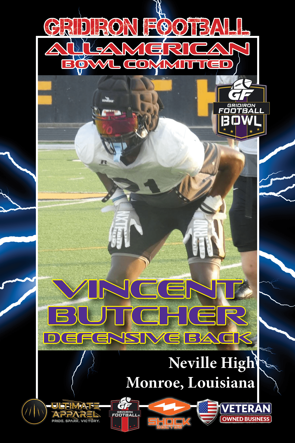BREAKING NEWS: Neville High School (Monroe, La.) DB Vincent Butcher, Jr. commits to fifth annual Gridiron Football All-American Bowl