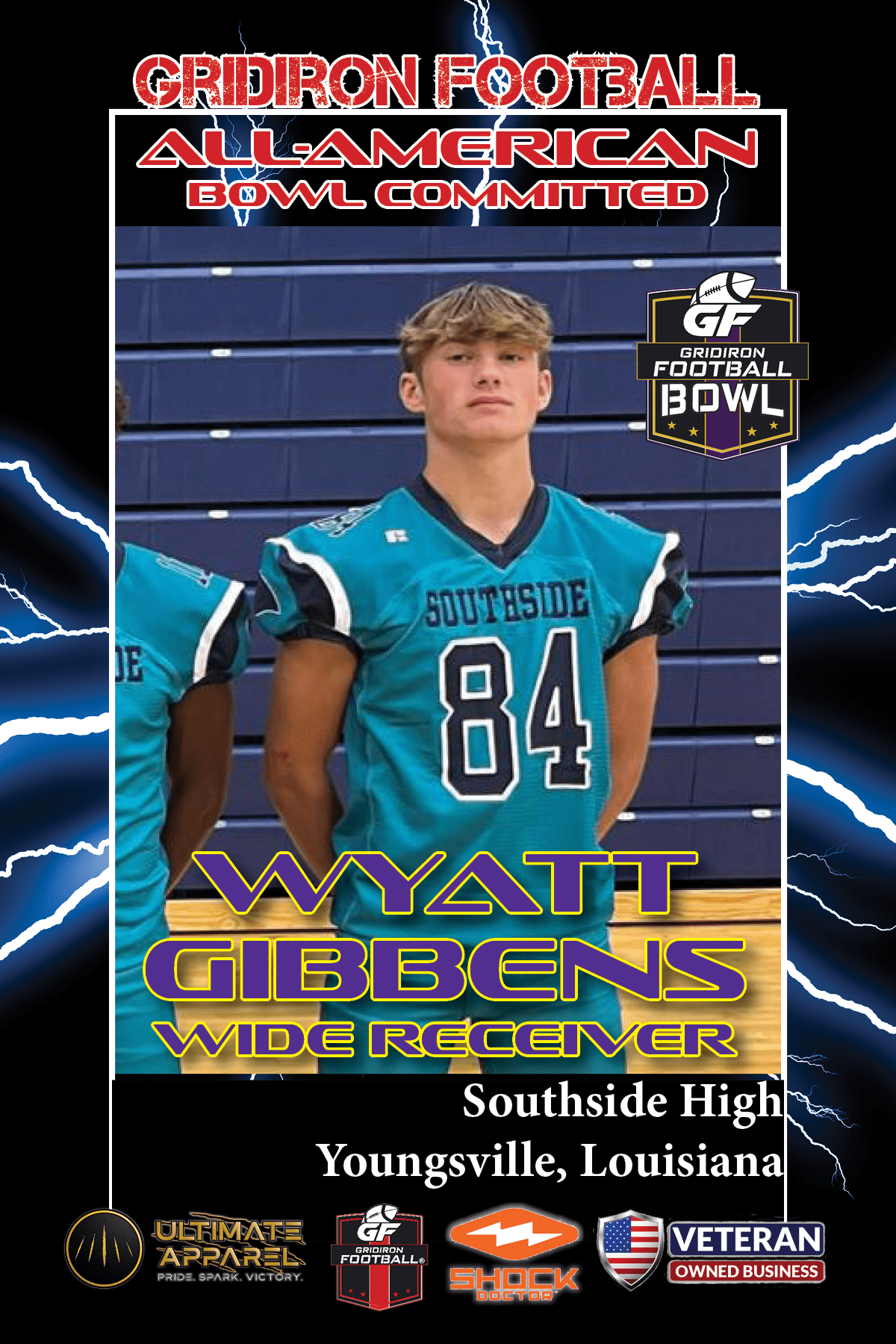 BREAKING NEWS: Southside High School (Youngsville, LA) WR Wyatt Gibbens Commits To The Gridiron Football All-American Bowl Game